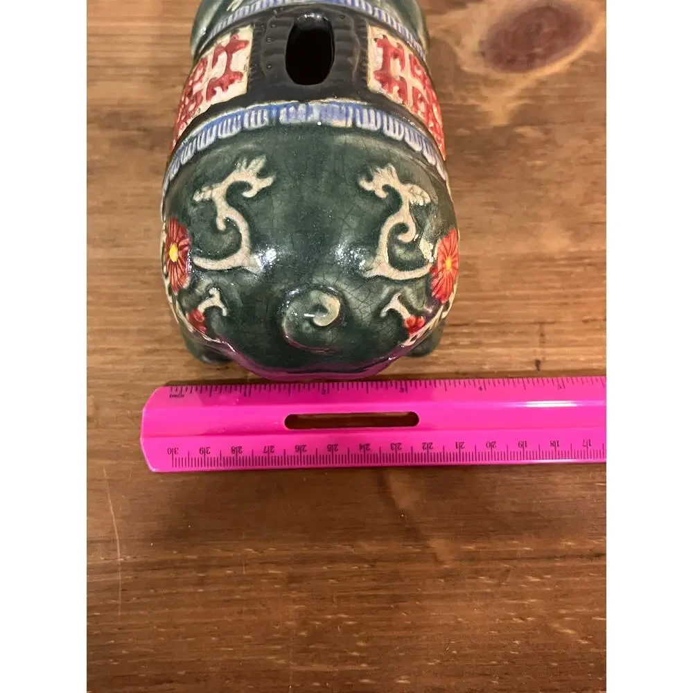 Gump’s Ceramic Piggy Bank Green Celadon Double‎ Happiness Asian Decor